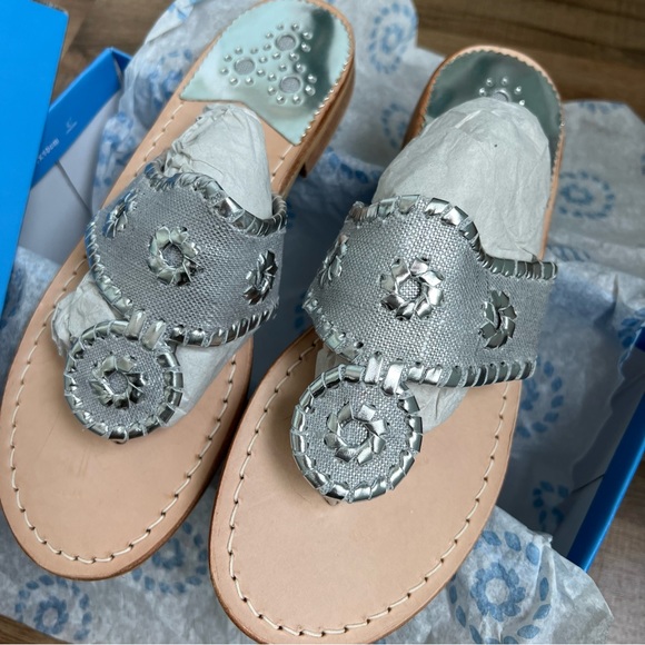 New Jack Rogers flat sandals in silver linen - Picture 5 of 8